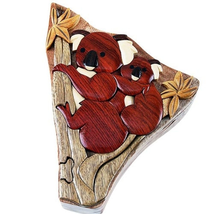 Puzzle Boxes The-Handcrafted | Koala Bear Mom & Cub - Secret Wooden Puzzle Box-Sb1235