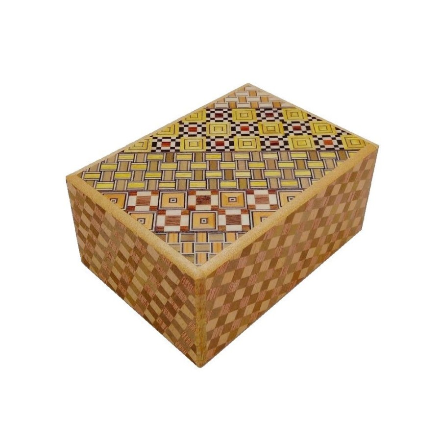 Brain Teasers Winshare-Puzzles-and-Games | 4 Sun 14 Steps Yosegi Ichimatsu - Japanese Puzzle Box-J414Yi