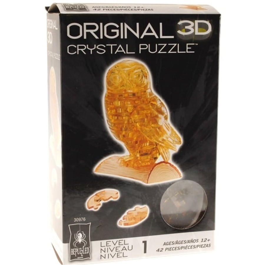 3D Puzzles Bepuzzled Animals | 3D Crystal Puzzle Owl - Gold Color-Ug30976M