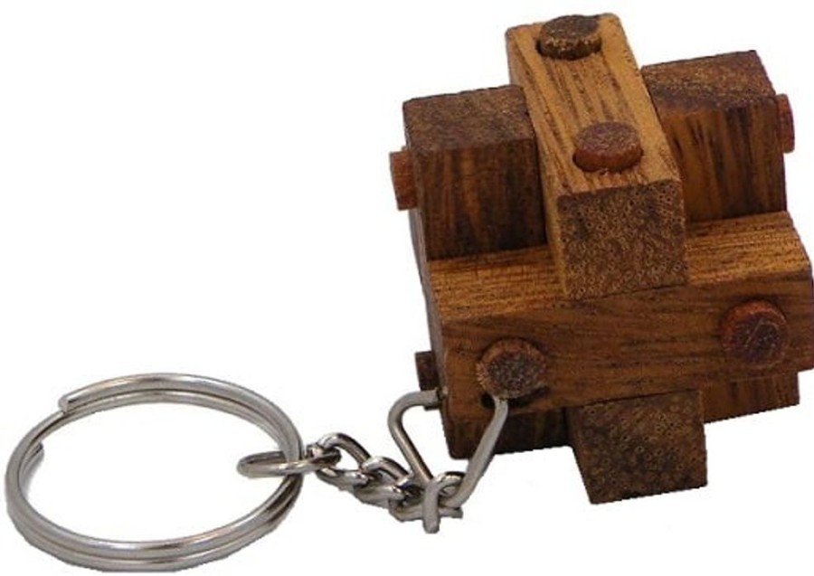 Wooden Puzzles Winshare-Puzzles-and-Games | Pins Cube Key Chain - Wooden Puzzle Brainteaser-105Kc