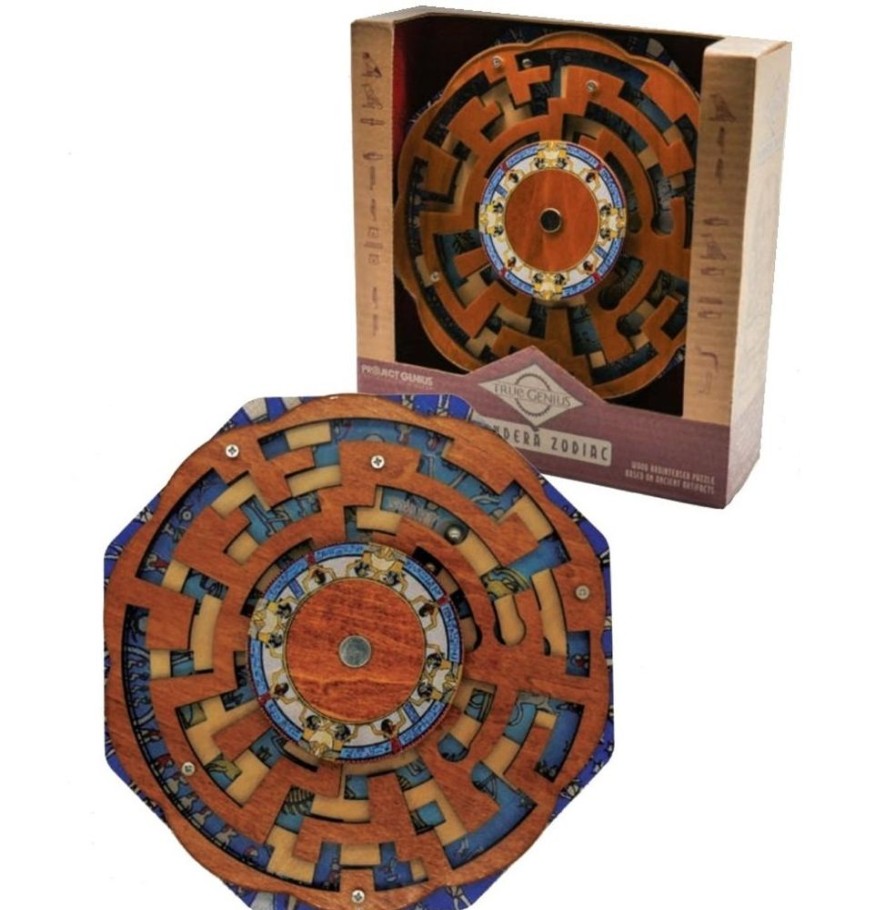 Wooden Puzzles Project-Genius | Dendera Zodiac Maze True Genius Wooden Brainteaser Puzzle-Rt