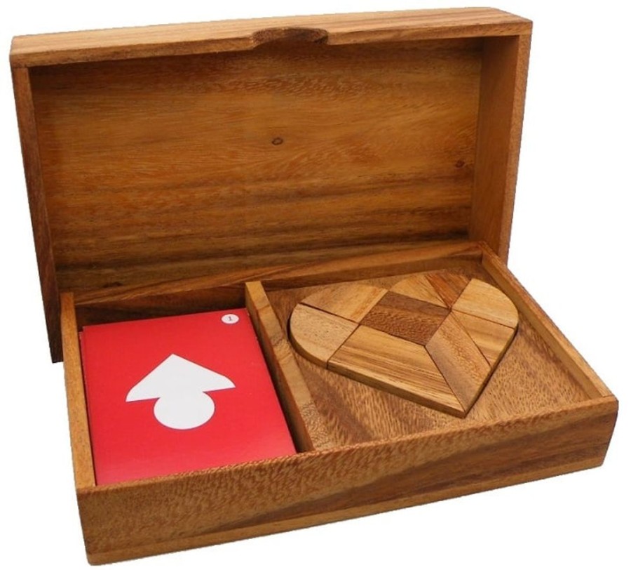 Wooden Puzzles Winshare-Puzzles-and-Games | Logic Heart Tangram Set With Play Cards Wooden Puzzle Game-3