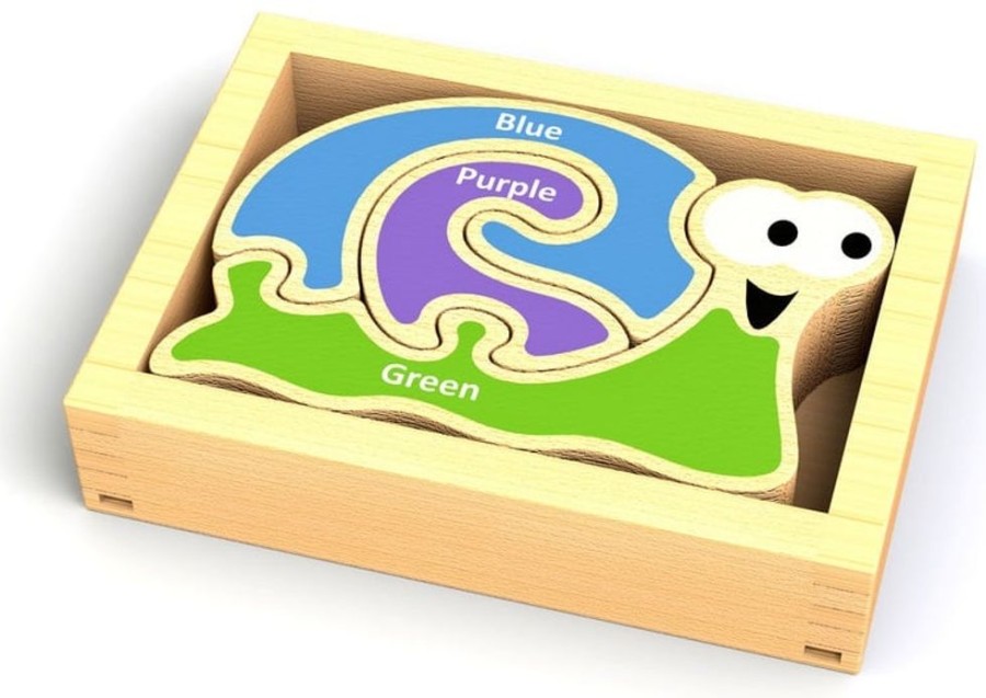 Kids Puzzles BeginAgain | Mini Color Snail Wood Puzzles Playset-I1602