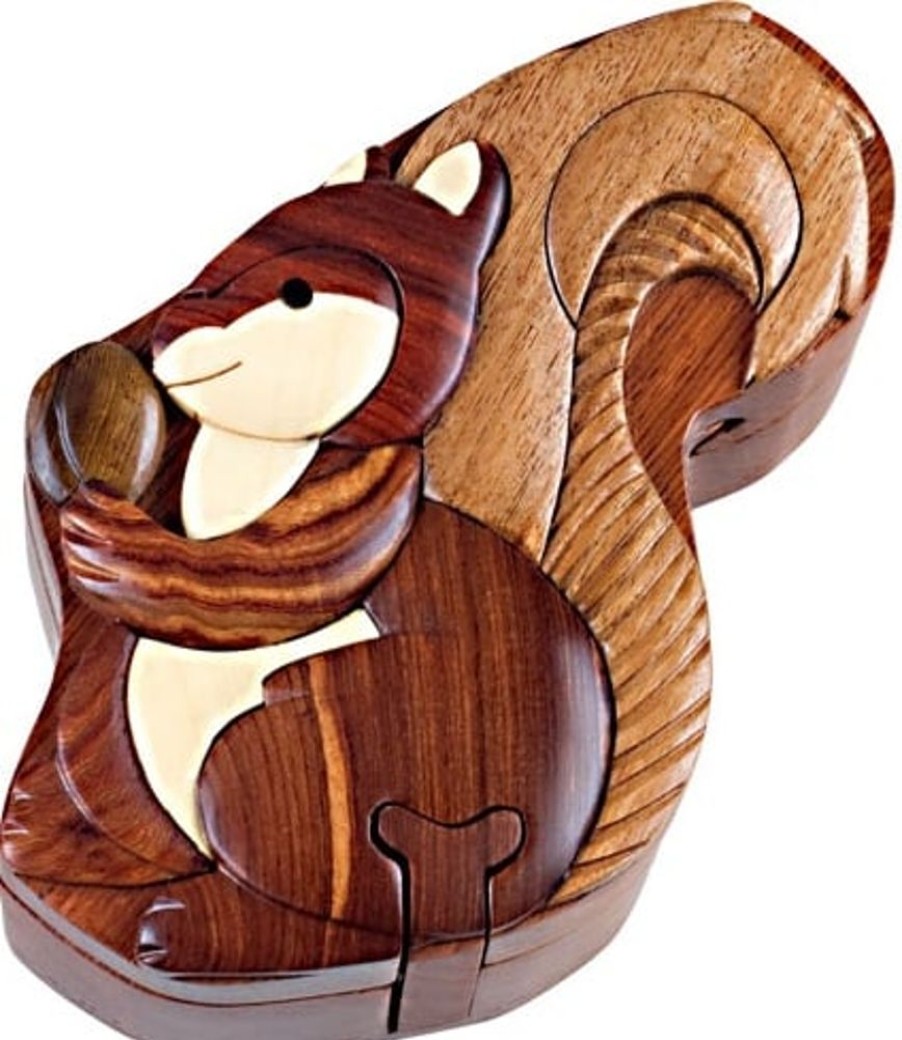 Puzzle Boxes The-Handcrafted | Squirrel - Secret Wooden Puzzle Box-Sb1078