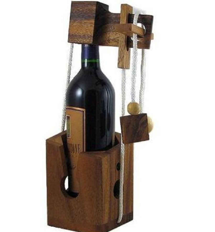 Wooden Puzzles Winshare-Puzzles-and-Games | Think-N-Drink - Wooden Wine Bottle Puzzle Brain Teaser-260V