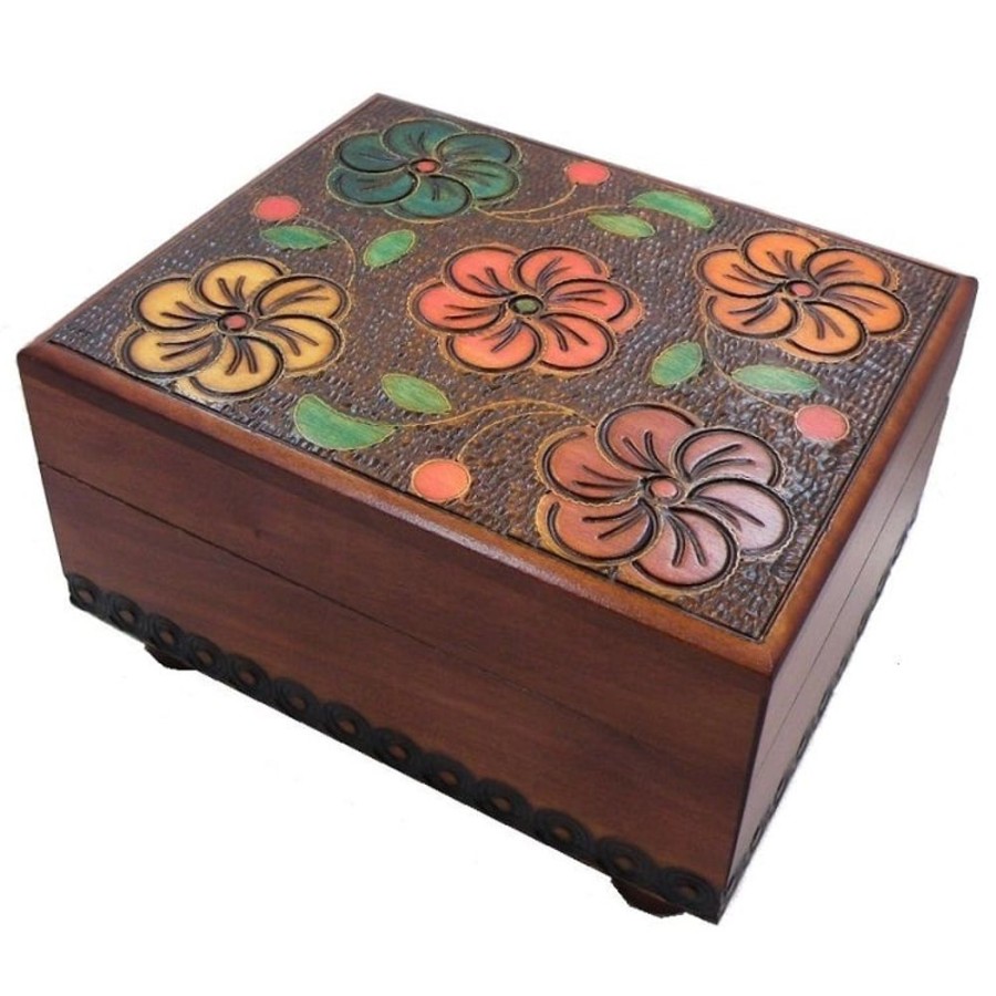 Puzzle Boxes Winshare-Puzzles-and-Games | Floral Carved Secret Wooden Puzzle Box-Cc8084