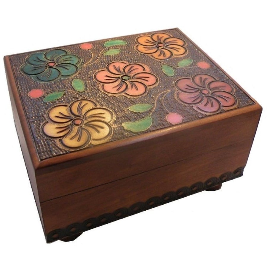 Puzzle Boxes Winshare-Puzzles-and-Games | Floral Carved Secret Wooden Puzzle Box-Cc8084