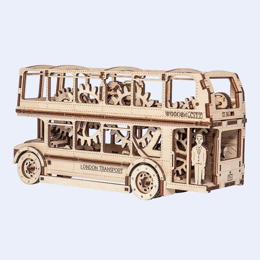 Wooden Puzzles Wooden-City | London Bus - 3D Mechanical, Engineering Self-Assembled Puzzl