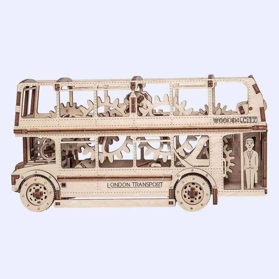 Wooden Puzzles Wooden-City | London Bus - 3D Mechanical, Engineering Self-Assembled Puzzl