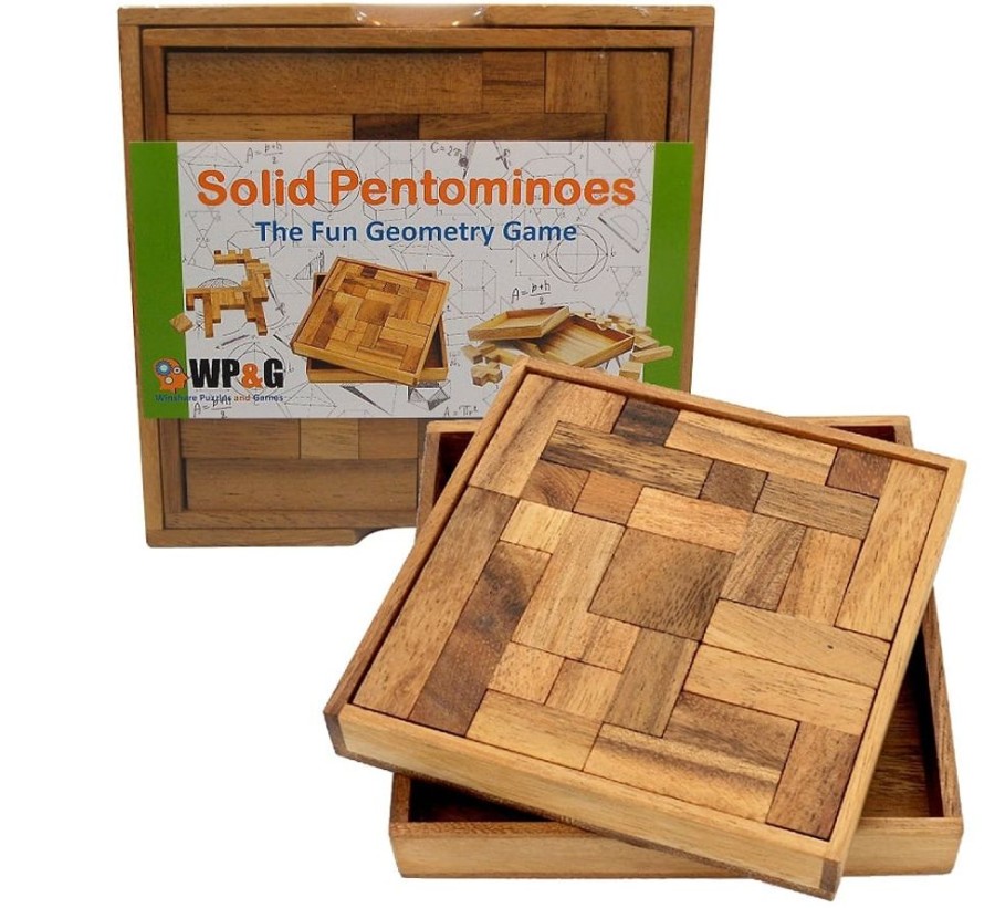 Wooden Puzzles Winshare-Puzzles-and-Games | Solid Pentominoes - Wooden Brain Teaser Puzzle-145