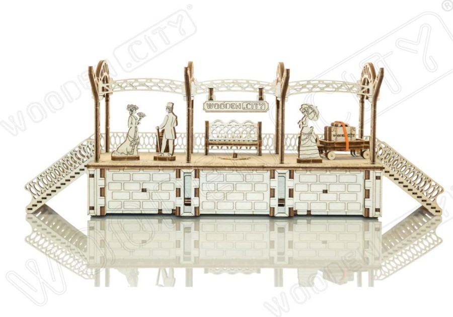 Wooden Puzzles Wooden-City | Railway Station - 3D Mechanical, Engineering Self-Assembled