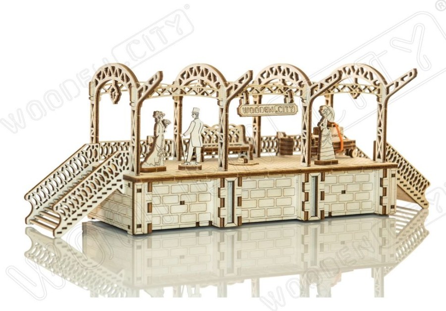 Wooden Puzzles Wooden-City | Railway Station - 3D Mechanical, Engineering Self-Assembled