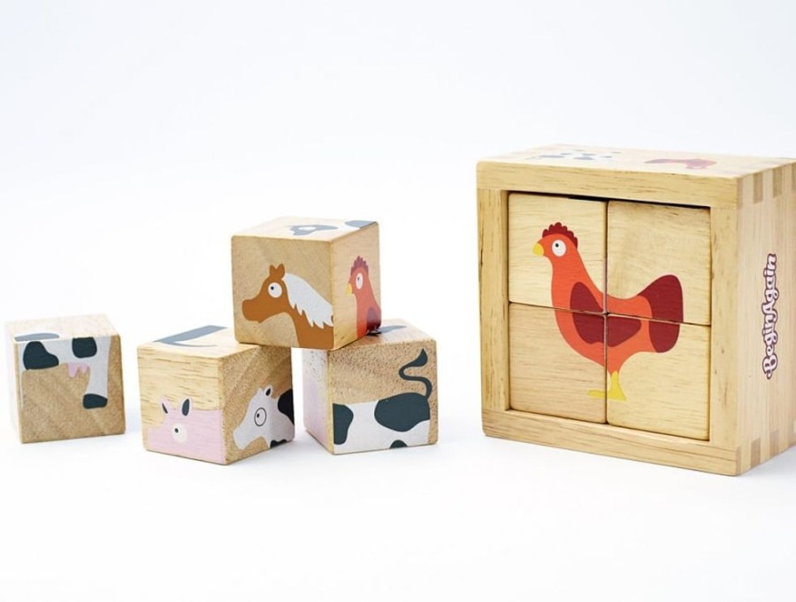 Kids Puzzles BeginAgain | Buddy Blocks Farm Animals - Wooden Puzzle Set-40203