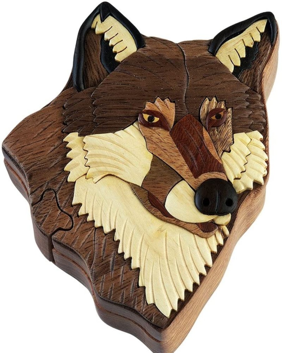 Puzzle Boxes The-Handcrafted | Wolf Ii - Secret Wooden Puzzle Box-Sb1198