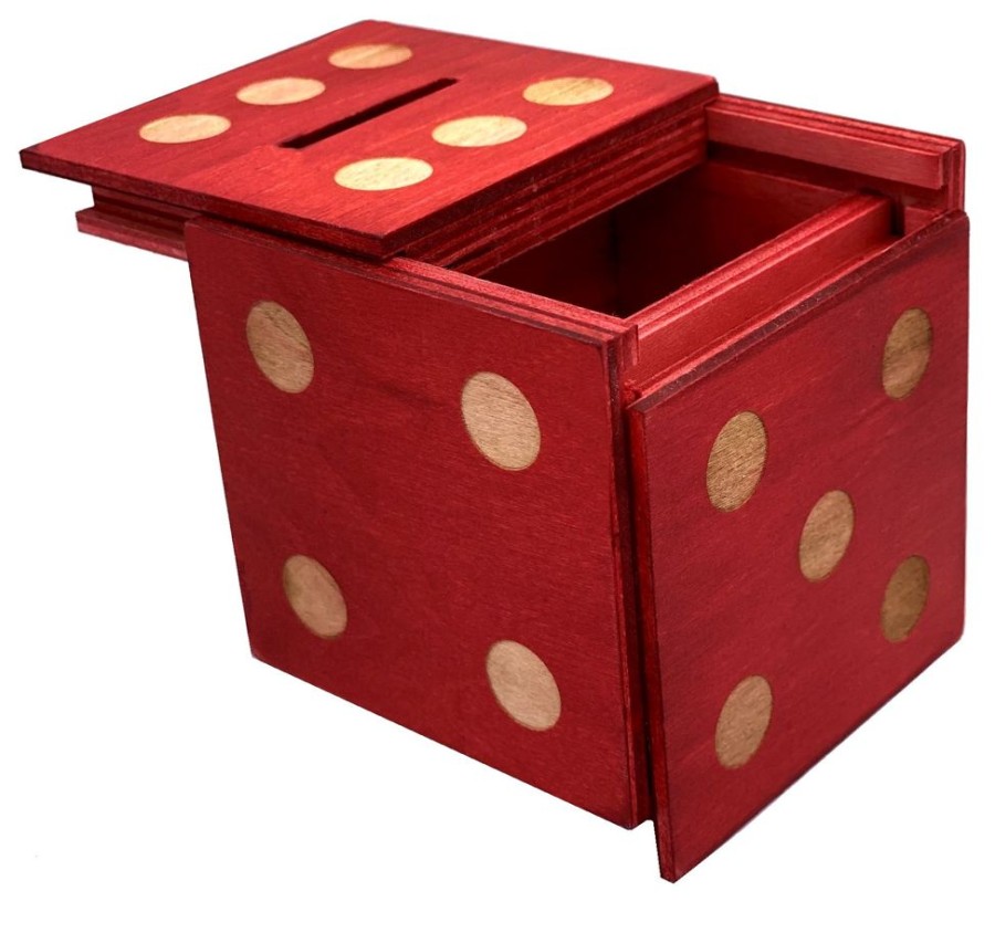 Brain Teasers Winshare-Puzzles-and-Games | Enigma Dice Cube Secret Puzzle Box Money Trick Box - Red Col