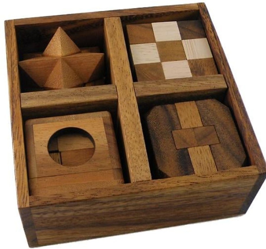 Wooden Puzzles Winshare-Puzzles-and-Games | 5 Wooden Puzzles Gift Set In A Wooden Box-109S