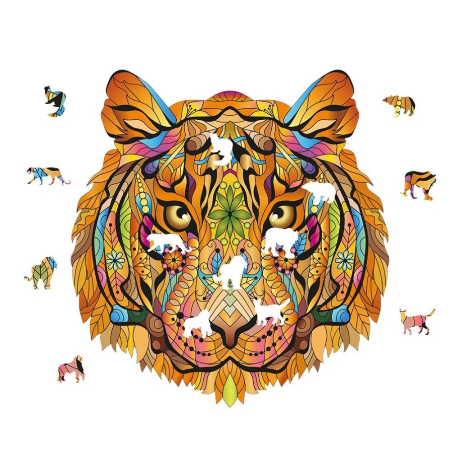 Wooden Puzzles Eureka | Tiger Rainbow Wooden Jigsaw Shape Puzzle 138 Pieces-613Eu