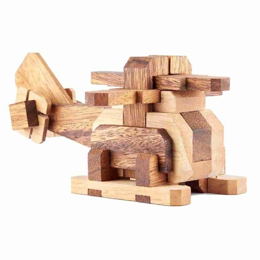 3D Puzzles Winshare-Puzzles-and-Games Transportation | Helicopter Kumiki - 3D Brain Teaser Wooden Puzzle-7854W