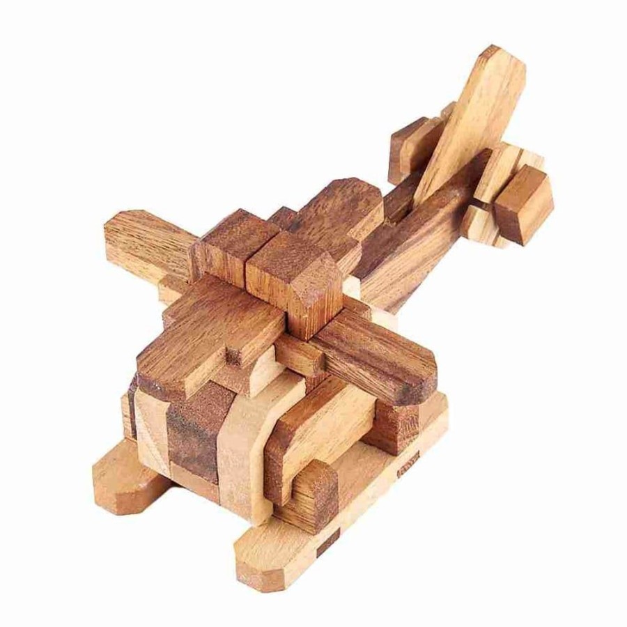 3D Puzzles Winshare-Puzzles-and-Games Transportation | Helicopter Kumiki - 3D Brain Teaser Wooden Puzzle-7854W