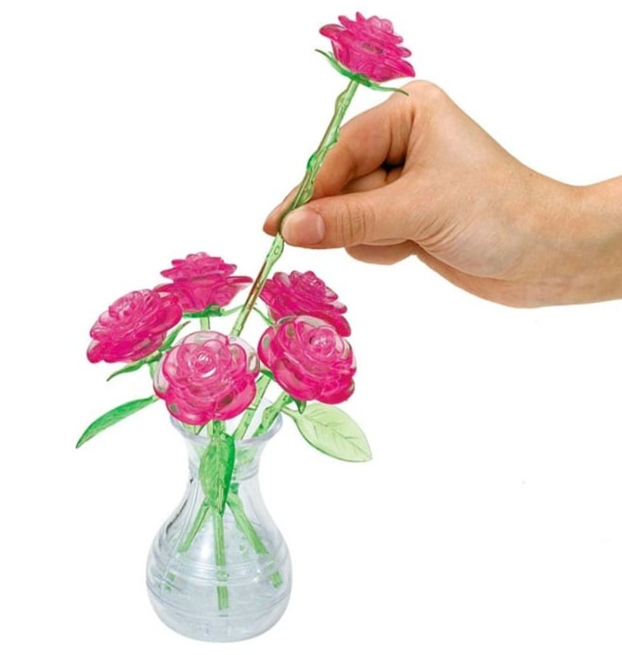 3D Puzzles Bepuzzled Holidays And Seasons | 3D Crystal Puzzle Roses In Vase - Pink Roses-Ug31073