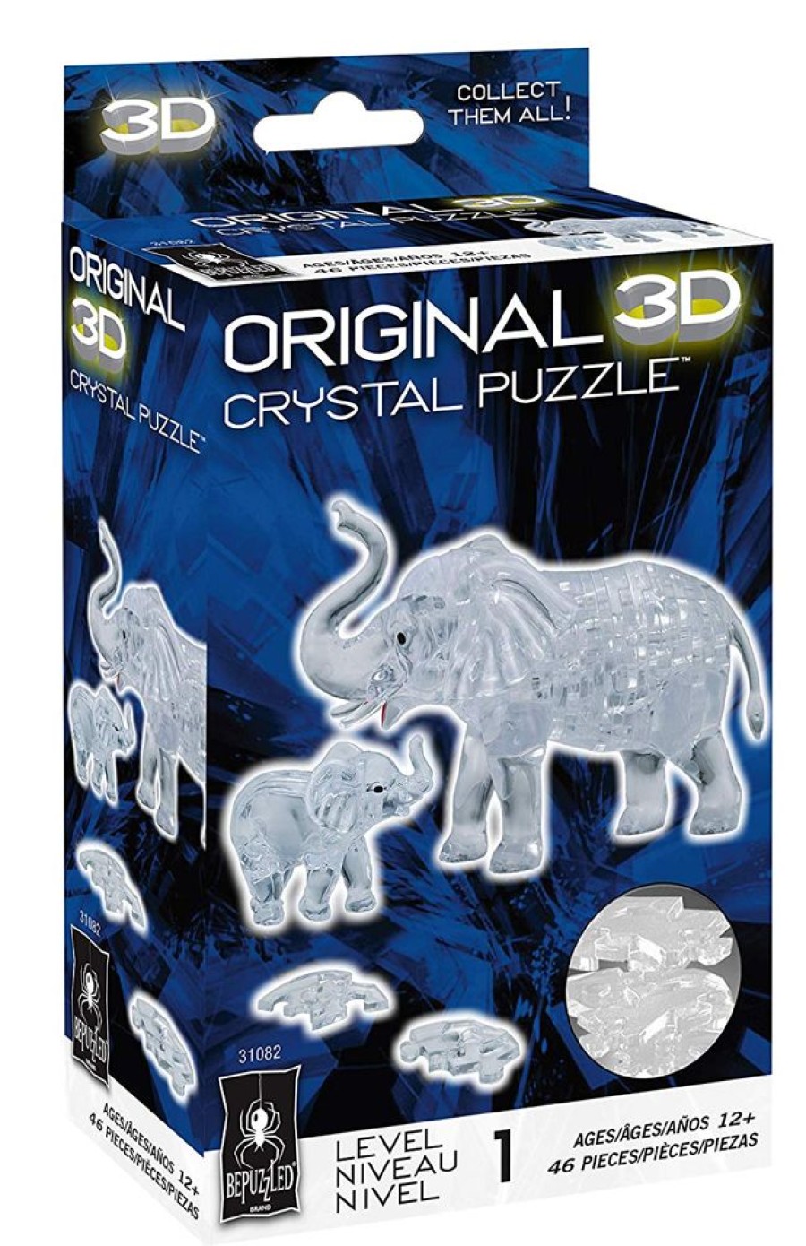 3D Puzzles Bepuzzled Animals | 3D Crystal Puzzle Elephant & Baby-Ug31082