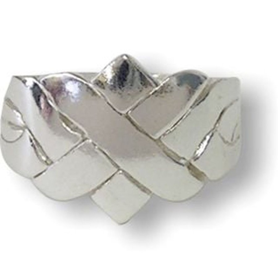 Metal Puzzles Winshare-Puzzles-and-Games | 4 Band X Style Sterling Silver Puzzle Ring-4Bs3