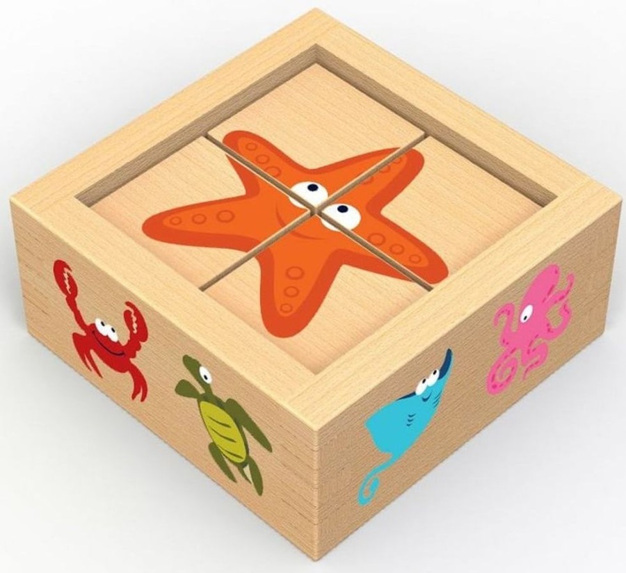 Kids Puzzles BeginAgain | Buddy Blocks Sea Life - Wooden Puzzle Set-40301