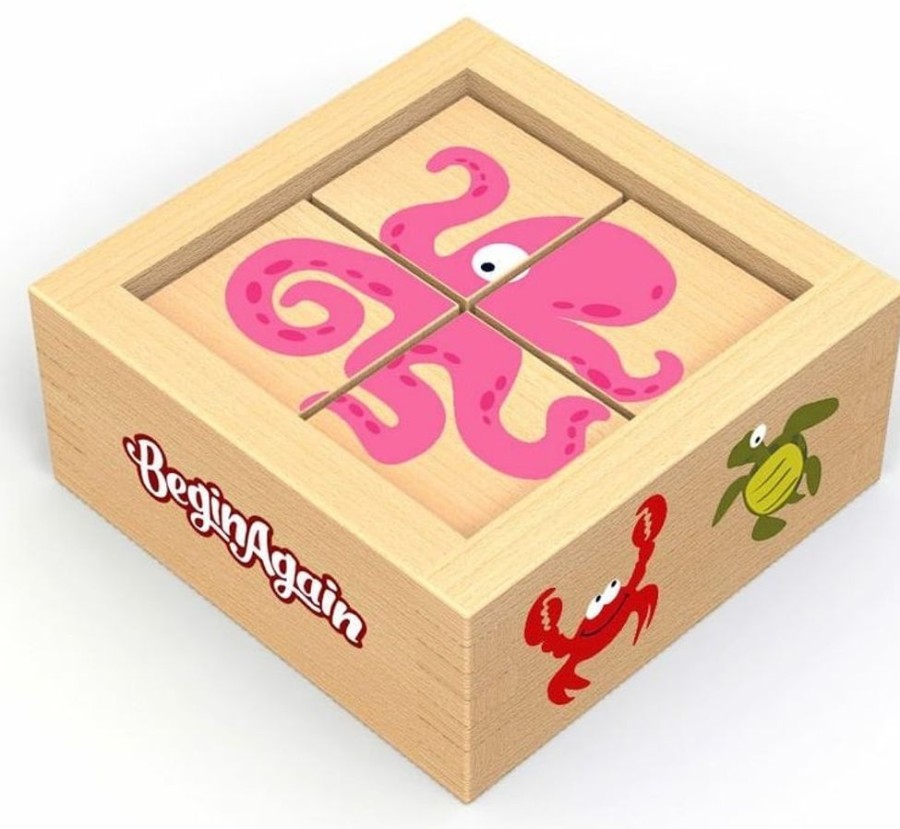 Kids Puzzles BeginAgain | Buddy Blocks Sea Life - Wooden Puzzle Set-40301