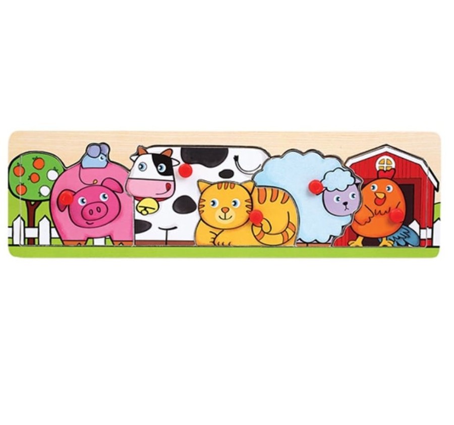 Kids Puzzles Family-Games | Farm Animals - Wooden Peg Puzzle-Fg5622