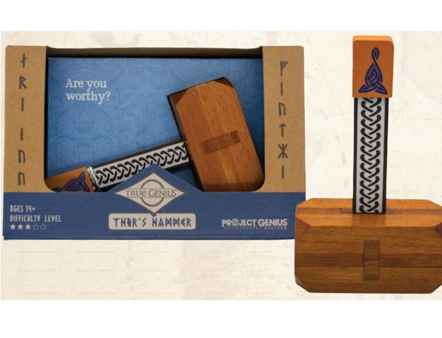 Wooden Puzzles Project-Genius | Thor'S Hammer True Genius Wooden Brainteaser Puzzle-Rt826