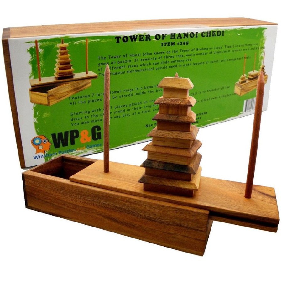 Wooden Games Winshare-Puzzles-and-Games | Tower Of Hanoi Chedi - Wooden Brain Teaser Puzzle-255